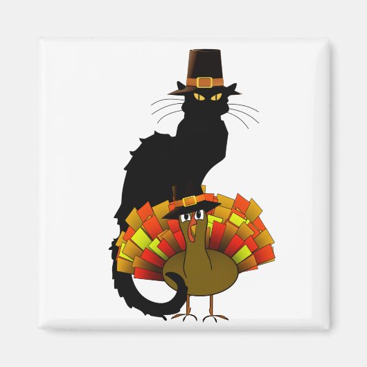 Thanksgiving le chat noir met turkije magneet (Voorkant)