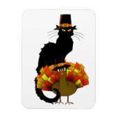 Thanksgiving le chat noir met turkije magneet (Verticaal)