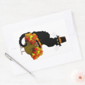 Thanksgiving le chat noir met turkije rechthoekige sticker (Envelop)