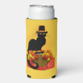 Thanksgiving Le Chat Noir met Turkije Seltzer Blikjeskoeler (Seltzer Voorkant)