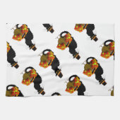 Thanksgiving le chat noir met turkije theedoek (Horizontaal)