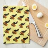 Thanksgiving le chat noir met turkije theedoek (Quarter Fold)