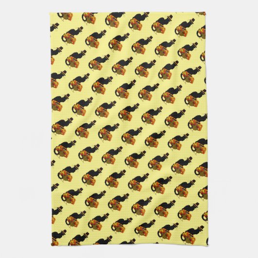 Thanksgiving le chat noir met turkije theedoek (Verticaal)