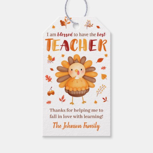 Thanksgiving Leerlingenwaardering Gift Labels Cadeaulabel (Voorkant)