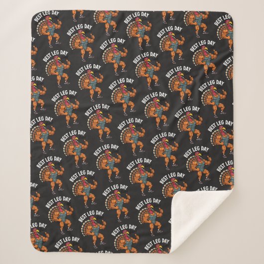 Thanksgiving Leg Day Sherpa Dekbed Deken (Voorkant)