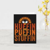 Thanksgiving leidt Turkije trot - Huffin en Puffin Kaart (Gele Bloem)