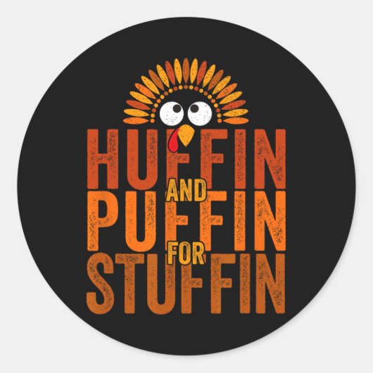 Thanksgiving leidt Turkije trot - Huffin en Puffin Ronde Sticker (Voorkant)