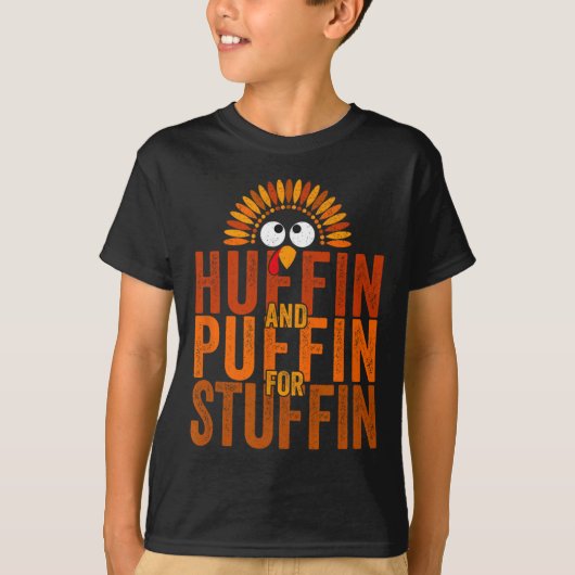 Thanksgiving leidt Turkije trot - Huffin en Puffin T-shirt (Voorkant)