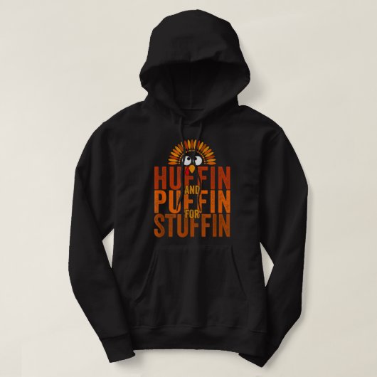 Thanksgiving leidt Turkije Trot Huffin en Puffin v Hoodie (Design voorkant)