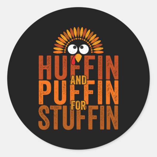 Thanksgiving leidt Turkije trot Huffin en Puffin v Ronde Sticker (Voorkant)