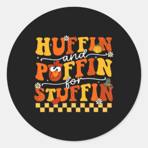 Thanksgiving leidt Turkije trot Huffin en Puffin v Ronde Sticker
