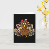 Thanksgiving Leopard Turkey Women Girl Autumn Fall Kaart (Gele Bloem)