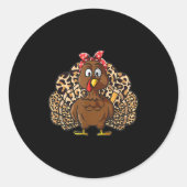 Thanksgiving Leopard Turkey Women Girl Autumn Fall Ronde Sticker (Voorkant)