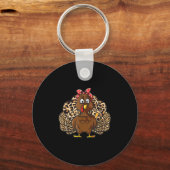 Thanksgiving Leopard Turkey Women Girl Autumn Fall Sleutelhanger (Voorkant)