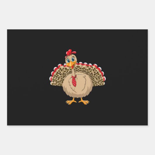 Thanksgiving Leopard Turkije Thanksgiving Herfst Inpakpapier Vel (Voorkant)