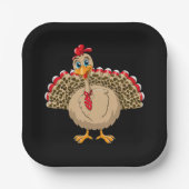 Thanksgiving Leopard Turkije Thanksgiving Herfst Papieren Bordje (Voorkant)