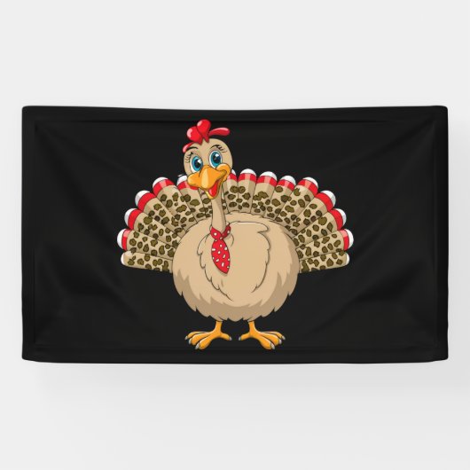 Thanksgiving Leopard Turkije Thanksgiving Herfst Spandoek (Horizontaal)