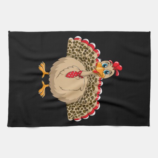 Thanksgiving Leopard Turkije Thanksgiving Herfst Theedoek (Horizontaal)