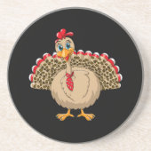 Thanksgiving Leopard Turkije Thanksgiving Herfst Zandsteen Onderzetter (Voorkant)