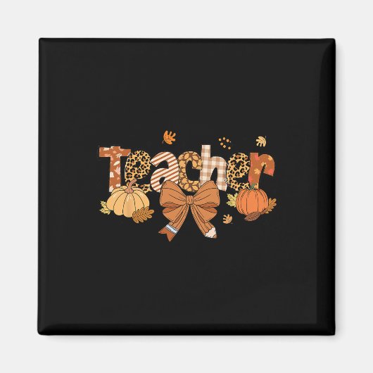 Thanksgiving Leraar Leopard Herfst Pompoen Herfst Magneet (Voorkant)