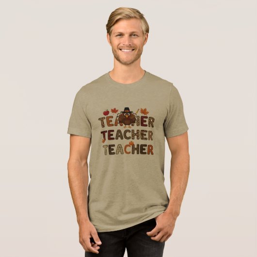 Thanksgiving Leraar Tri-Blend Shirt (Voorkant volledig)