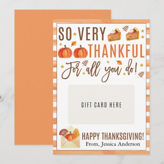 Thanksgiving Leraar Waardering Gift Kaart Houder (Voorkant / Achterkant)