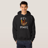 Thanksgiving Let s Feast Turkey Rock & Roll Hoodie (Voorkant volledig)
