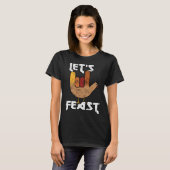 Thanksgiving Let s Feast Turkey Rock & Roll T-shirt (Voorkant volledig)