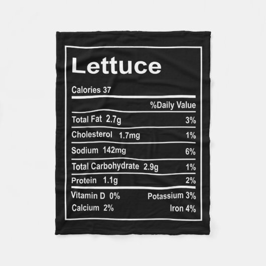 Thanksgiving Lettuce Nutrition Facts Men Women Chr Fleece Deken (Voorkant)