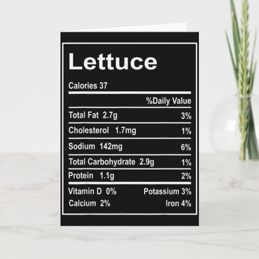 Thanksgiving Lettuce Nutrition Facts Men Women Chr Kaart (Voorkant)