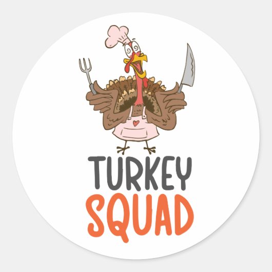 Thanksgiving Leuke Turkije Squad Ronde Sticker (Voorkant)