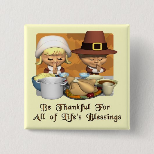 Thanksgiving: Levenszolen Vierkante Button 5,1 Cm (Voorkant)