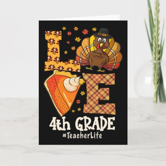 Thanksgiving Liefde 4e klas leraar Kalkoen Herfst Kaart (Voorkant)
