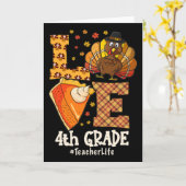 Thanksgiving Liefde 4e klas leraar Kalkoen Herfst Kaart (Gele Bloem)