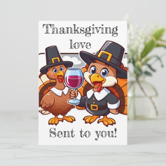 Thanksgiving liefde gestuurd naar u! plezier feestdagenkaart (Staand voorkant)
