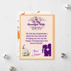 Thanksgiving liefde voor mijn mooie vrouw feestdagenkaart