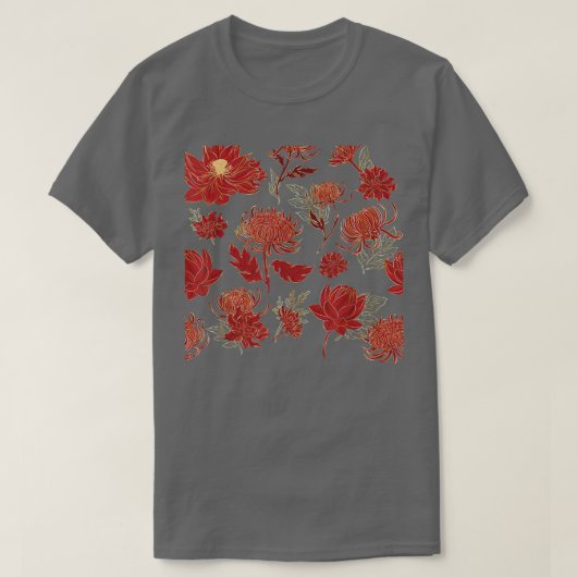 Thanksgiving Lotus Flower Herfst Autumn Pattern Co T-shirt (Design voorkant)