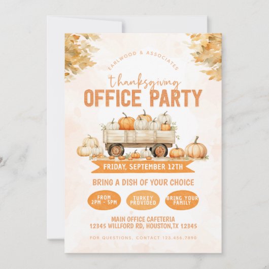 Thanksgiving Lunch Kantoor Party Kaart (Voorkant)