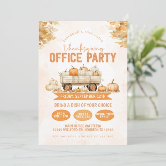 Thanksgiving Lunch Kantoor Party Kaart (Staand voorkant)