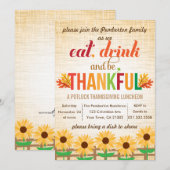 Thanksgiving Lunch Potluck eet Drink geeft Bedankt Kaart (Voorkant / Achterkant)