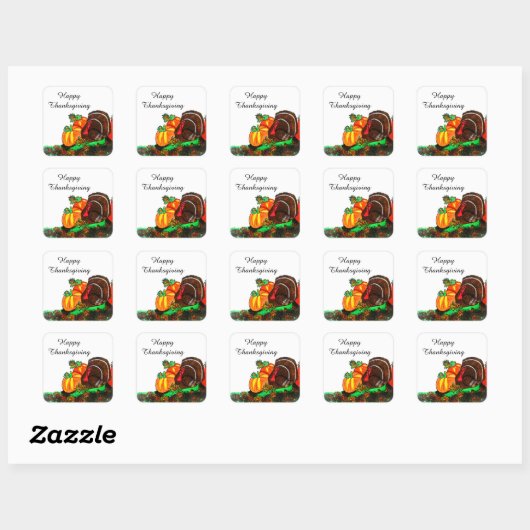 THANKSGIVING MAJESTIC TURKEY  VIERKANTE STICKER (Vel)