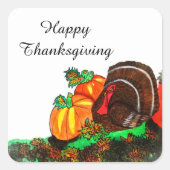 THANKSGIVING MAJESTIC TURKEY  VIERKANTE STICKER (Voorkant)