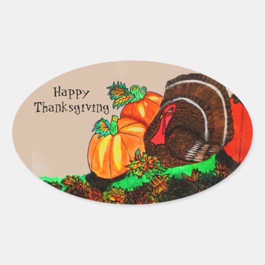 THANKSGIVING MAJESTISCHE TURKIJE OVALE STICKER (Voorkant)
