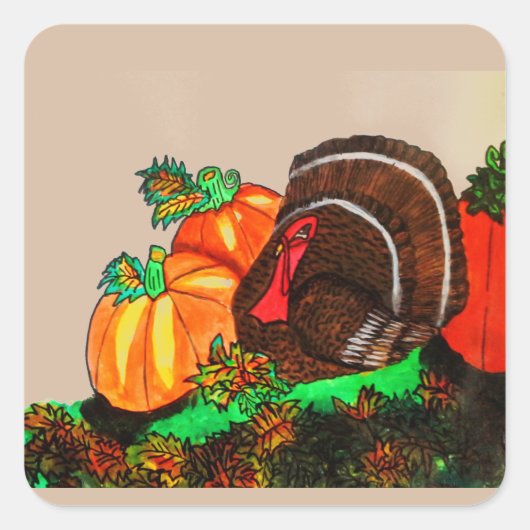 THANKSGIVING MAJESTISCHE TURKIJE VIERKANTE STICKER (Voorkant)