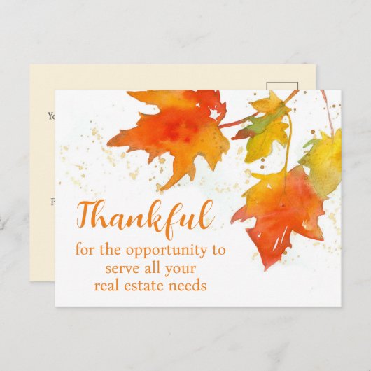 Thanksgiving makelaar in onroerend goed Home Verko Briefkaart (Voorkant / Achterkant)