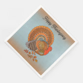 Thanksgiving Male Turkey Fanned Tail Blue Orange Servet (Hoek)