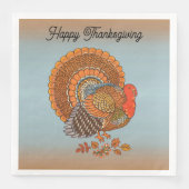 Thanksgiving Male Turkey Fanned Tail Blue Orange Servet (Voorkant)