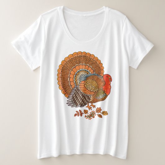 Thanksgiving Man Turkije Fanned Tail Herfstkleuren Grote Maat T-shirt (Design voorkant)