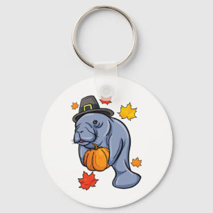 Thanksgiving Manatee Pilgrim Herfst Pumpkin Dugong Sleutelhanger