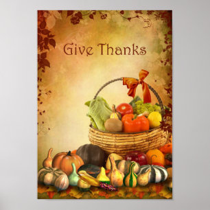 Thanksgiving, mand met Poster van de herfstoogst